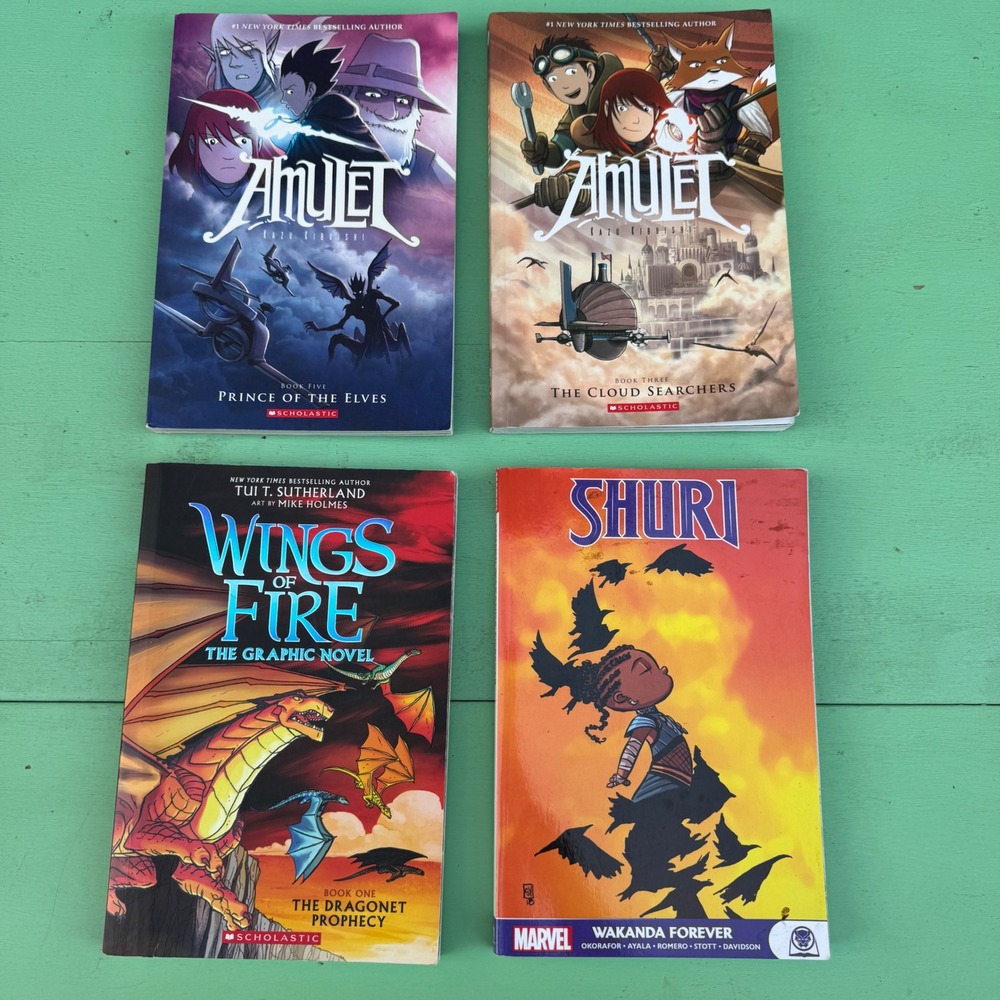 Scholastic Marvel Graphic Novel Lot Amulet Wings of Fire Shuri Fantasy Books